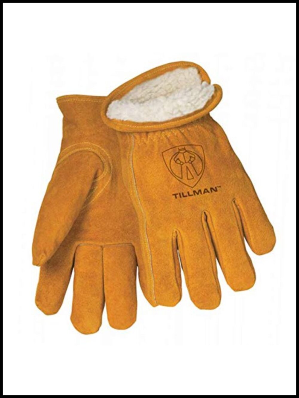 Split Cowhide Pile Lined Winter Work Gloves Gunn Cut Large